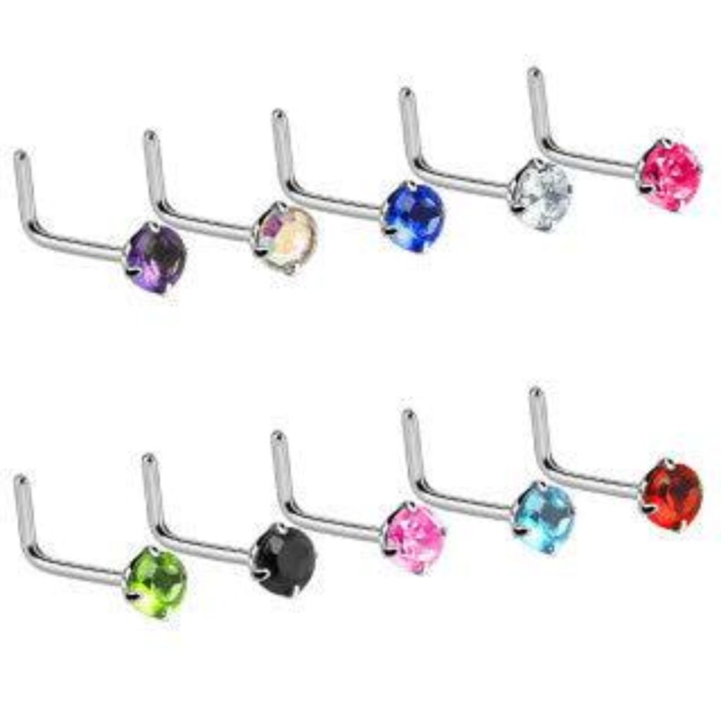 L Bent Small Nose Ring Stud