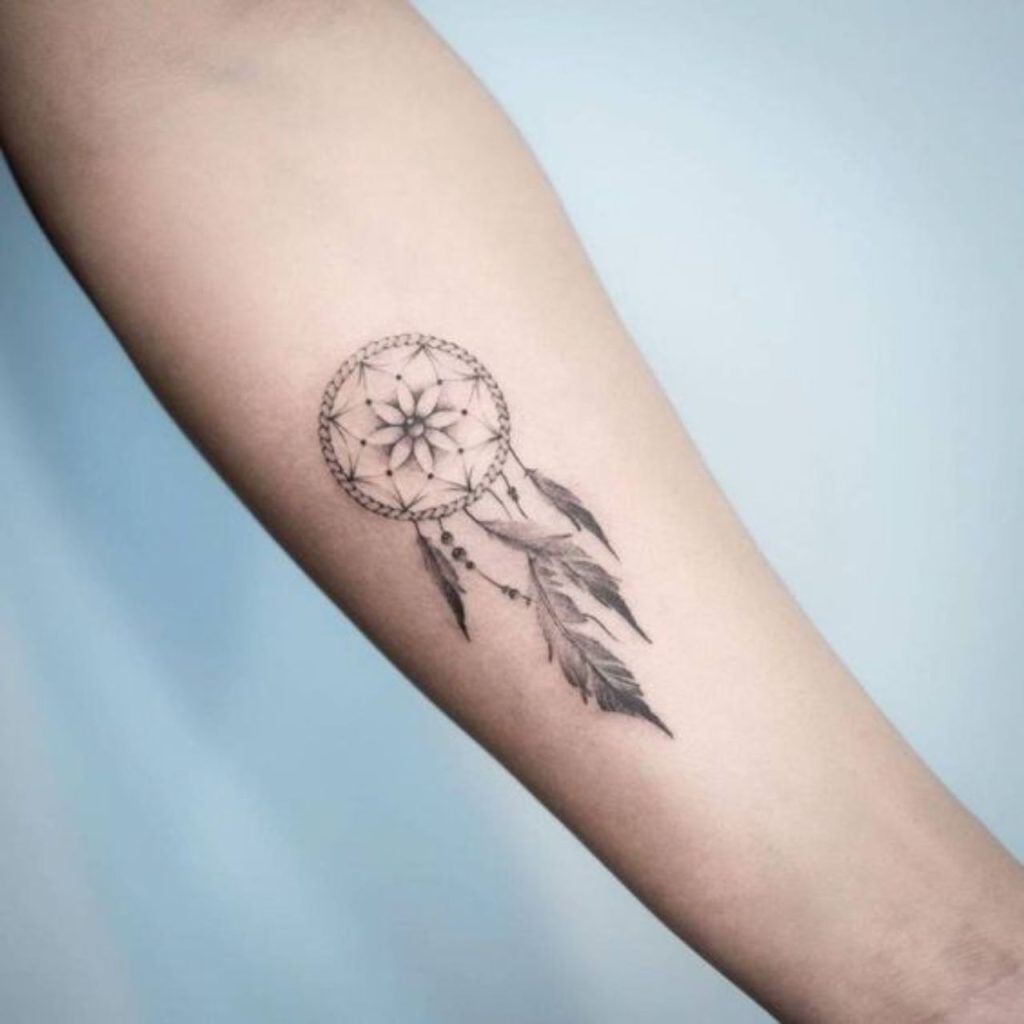 Dreamcatcher Tattoo on the front side of left arm