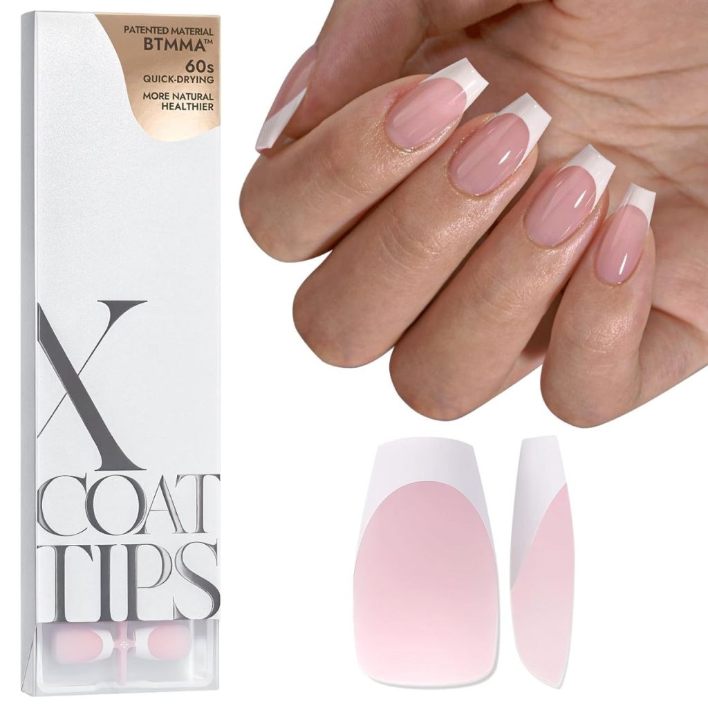 BTArtboxnails Press On French Tip Nails Quick Drying X coat tips