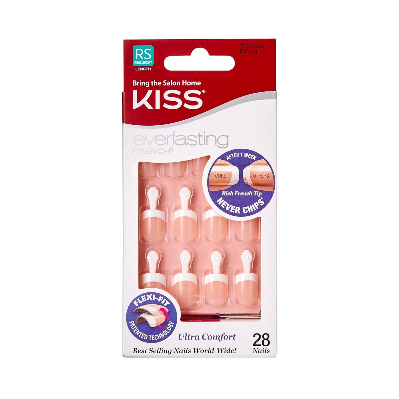 Kiss Everlasting Press On French Nails Real short length Flex fit and extra comfort