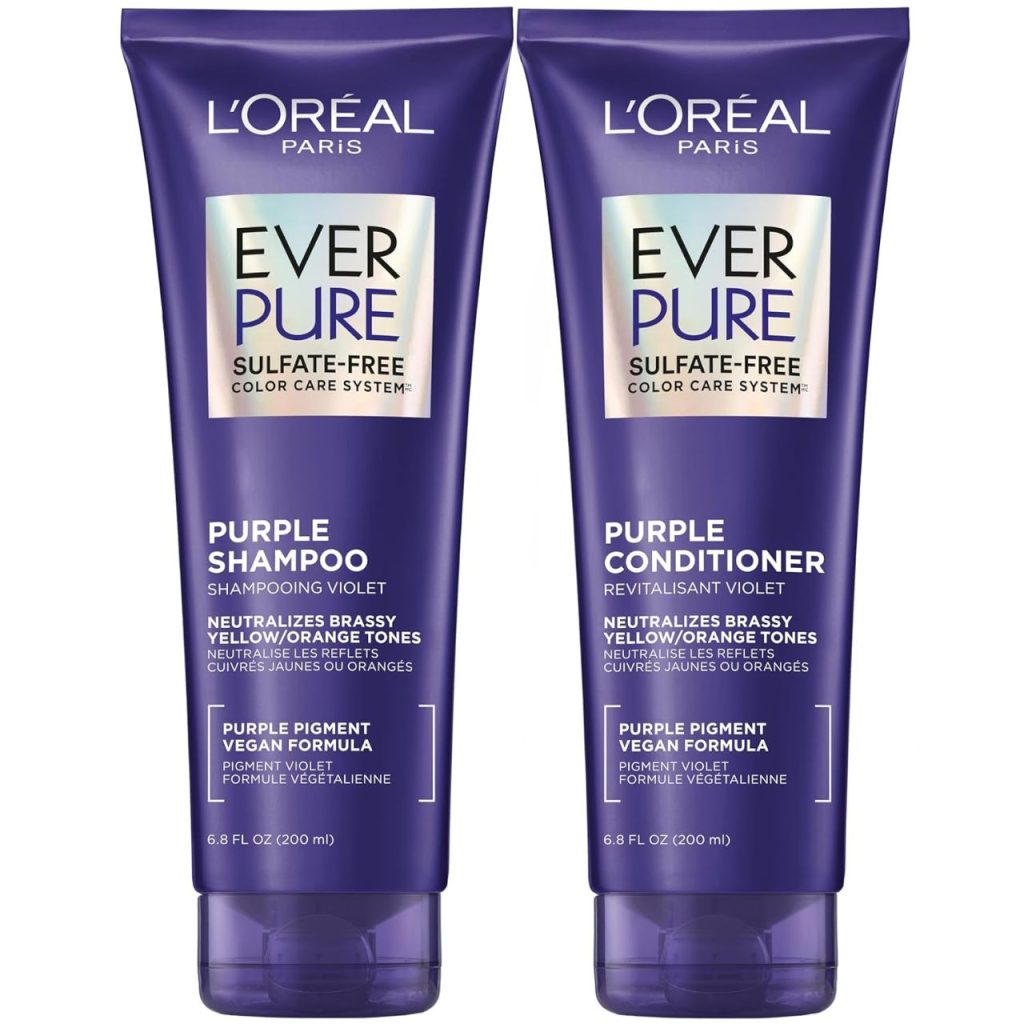 L'Oréal Paris Ever Pure Sulfate Free color care system Purple Bottle Shampoo
Purple pigment vegan formula